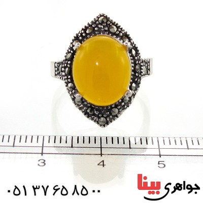 انگشتر عقیق شرف الشمس درشت زنانه مارکازیتی _کد:10971