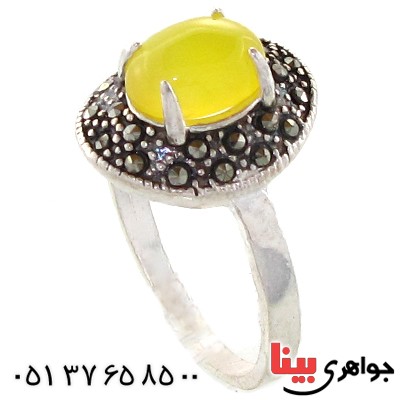 انگشتر عقیق شرف الشمس زنانه مارکازیتی _کد:10972