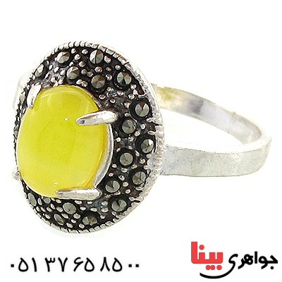 انگشتر عقیق شرف الشمس زنانه مارکازیتی _کد:10972