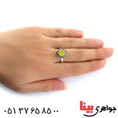 انگشتر عقیق شرف الشمس زنانه مارکازیتی _کد:10972