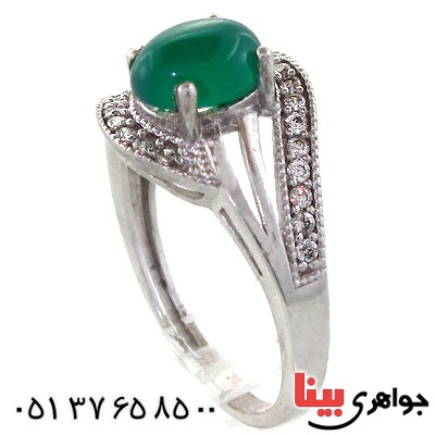 انگشتر عقیق سبز زنانه مدل مهین _کد:10973