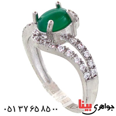 انگشتر عقیق سبز زنانه مدل نگین _کد:10974
