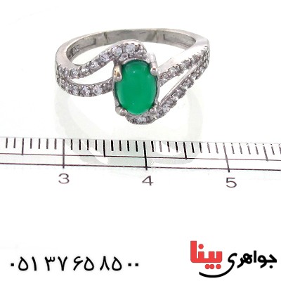 انگشتر عقیق سبز زنانه مدل نگین _کد:10974