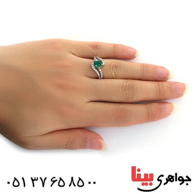 انگشتر عقیق سبز زنانه مدل نگین _کد:10974