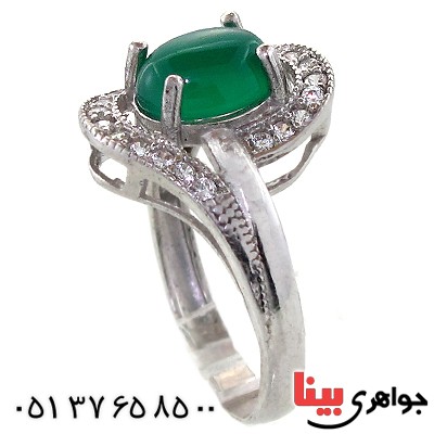 انگشتر عقیق سبز زنانه مدل شهین _کد:10975