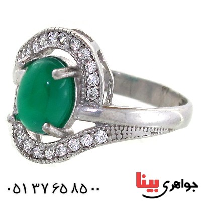 انگشتر عقیق سبز زنانه مدل شهین _کد:10975