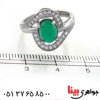 انگشتر عقیق سبز زنانه مدل شهین _کد:10975
