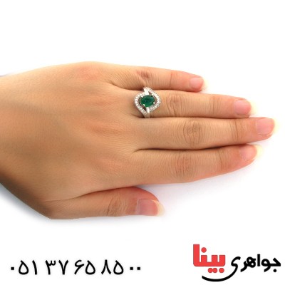 انگشتر عقیق سبز زنانه مدل شهین _کد:10975