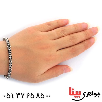 دستبند یاقوت کبود زنانه مدل شکوفه شکیل _کد:1554