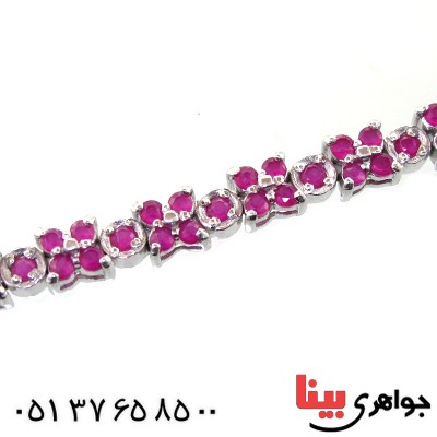 دستبند یاقوت سرخ زنانه مدل شکوفه مجلسی _کد:1555
