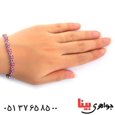 دستبند یاقوت سرخ زنانه مدل شکوفه مجلسی _کد:1555