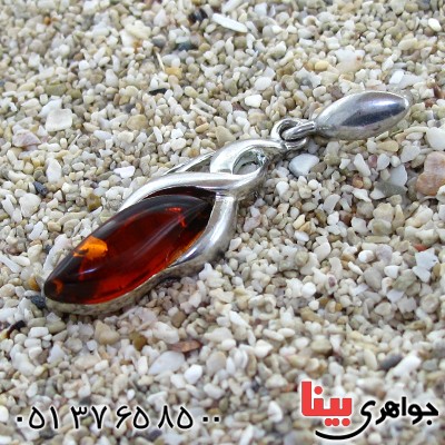 گردنبند کهربا درجه یک مدل برگ _کد:11006
