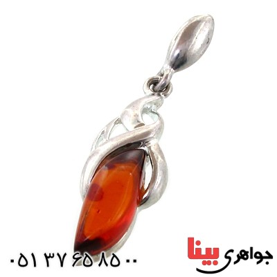 گردنبند کهربا درجه یک مدل برگ _کد:11006