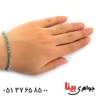 دستبند زمرد زنانه شیک و مجلسی _کد:11007