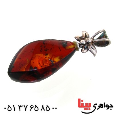 گردنبند کهربا درجه یک با گل رز سه بعدی _کد:11011