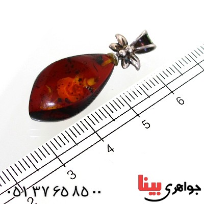 گردنبند کهربا درجه یک با گل رز سه بعدی _کد:11011
