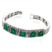 دستبند جید سبز زنانه نگین دار مدل مربعی 