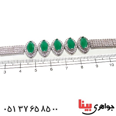 دستبند جید سبز زنانه نگین دار مدل بیضی _کد:11014