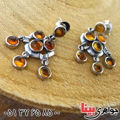 گوشواره کهربا درجه یک مدل فانتزی _کد:11015