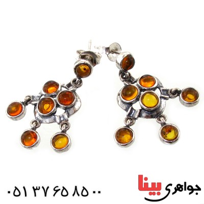 گوشواره کهربا درجه یک مدل فانتزی _کد:11015