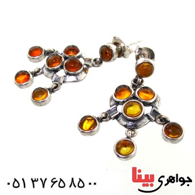 گوشواره کهربا درجه یک مدل فانتزی _کد:11015