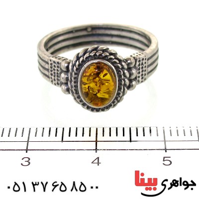 انگشتر کهربا درجه یک زنانه مدل عتیقه و قدیمی _کد:11017