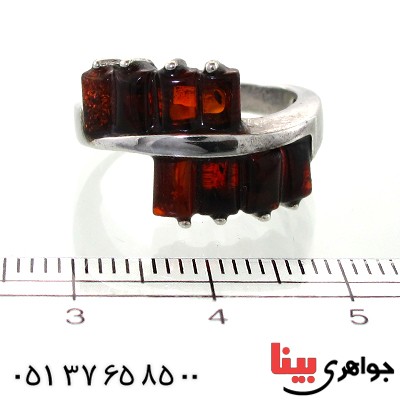 انگشتر کهربا درجه یک زنانه درشت مدل موج _کد:11019