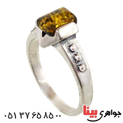 انگشتر کهربا درجه یک زنانه مدل عتیقه و قدیمی _کد:11020