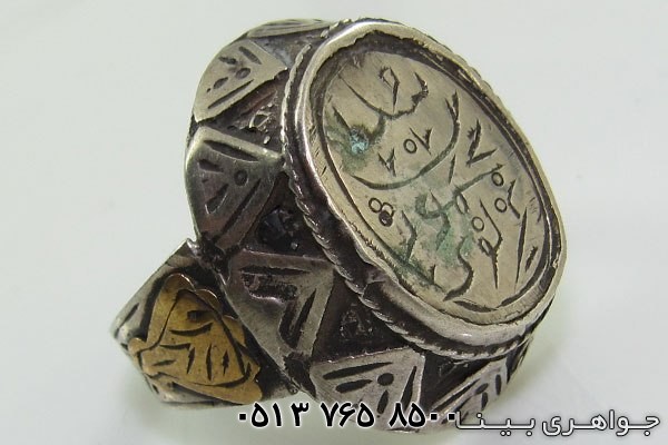 انگشتر سیاه قلم با تزیین برنج 