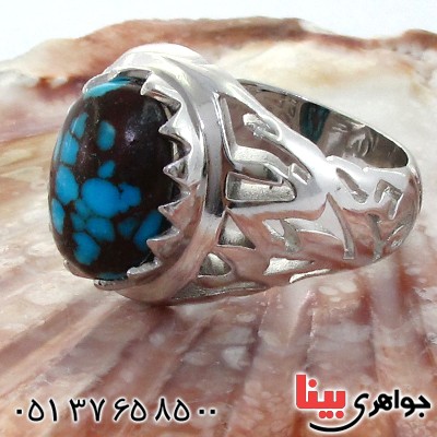 انگشتر فیروزه نیشابوری شجری مردانه درشت فاخر _کد:1567