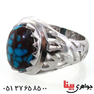 انگشتر فیروزه نیشابوری شجری مردانه درشت فاخر _کد:1567