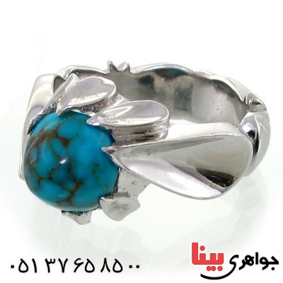 انگشتر فیروزه نیشابوری شجری مردانه دور اشکی _کد:1568