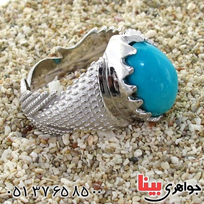 انگشتر فیروزه نیشابوری عجمی مردانه درشت فاخر _کد:1570