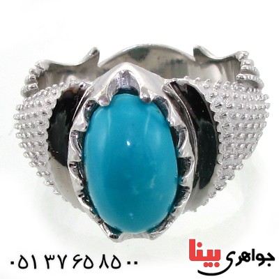 انگشتر فیروزه نیشابوری عجمی مردانه درشت فاخر _کد:1570