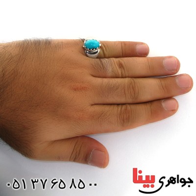انگشتر فیروزه نیشابوری عجمی مردانه درشت فاخر _کد:1570