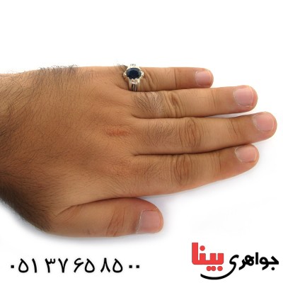 انگشتر یاقوت کبود مردانه مدل خطی _کد:11078