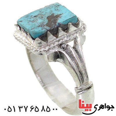 انگشتر فیروزه نیشابوری شجری مربعی سنتی _کد:11092