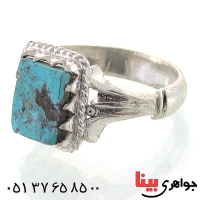 انگشتر فیروزه نیشابوری شجری مربعی سنتی _کد:11092