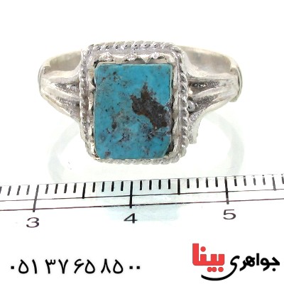 انگشتر فیروزه نیشابوری شجری مربعی سنتی _کد:11092
