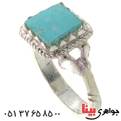 انگشتر فیروزه نیشابوری شجری مربعی سنتی _کد:11093