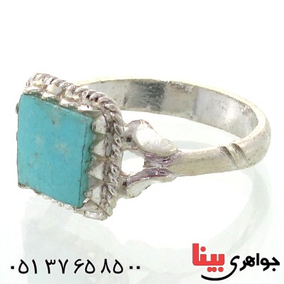 انگشتر فیروزه نیشابوری شجری مربعی سنتی _کد:11093