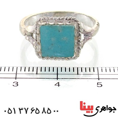 انگشتر فیروزه نیشابوری شجری مربعی سنتی _کد:11093