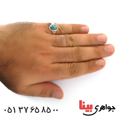 انگشتر فیروزه نیشابوری شجری بیضی سنتی