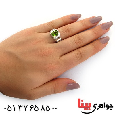 انگشتر زبرجد مدل خطوط موازی مورب _کد:11095