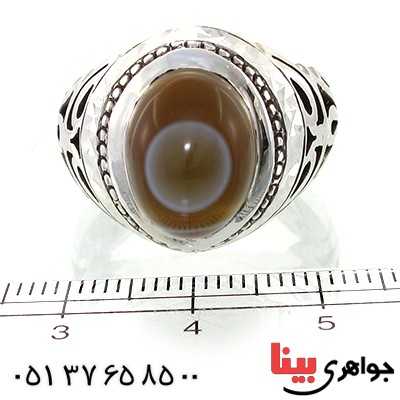 انگشتر عقیق باباقوری ممتاز مردانه درشت آینه کاری _کد:1572
