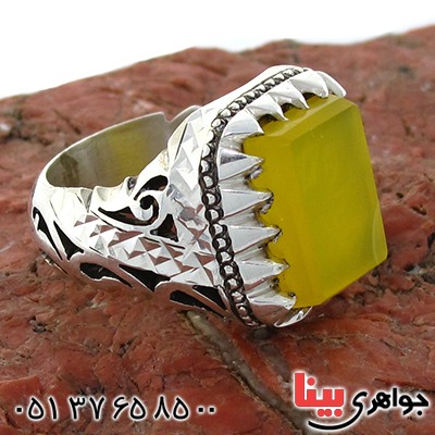 انگشتر عقیق شرف الشمس ناب مردانه آینه کاری و شبکه کاری _کد:1574