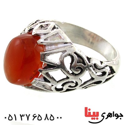 انگشتر عقیق یمنی مردانه مدل اسلیمی _کد:11100
