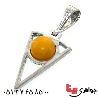 گردنبند کهربا زرد درجه یک مثلثی _کد:11103