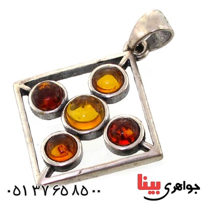 گردنبند کهربا درجه یک زنانه مدل عتیقه پنج نگین _کد:11104