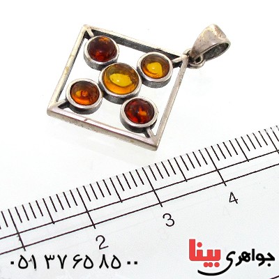 گردنبند کهربا درجه یک زنانه مدل عتیقه پنج نگین _کد:11104